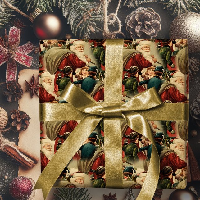 Vintager Weihnachtsmann Frohe Weihnachtswrapping P Geschenkpapier (vintage Santa Claus merry Chistmas gift wrap. Retro Christmas wrapping paper)