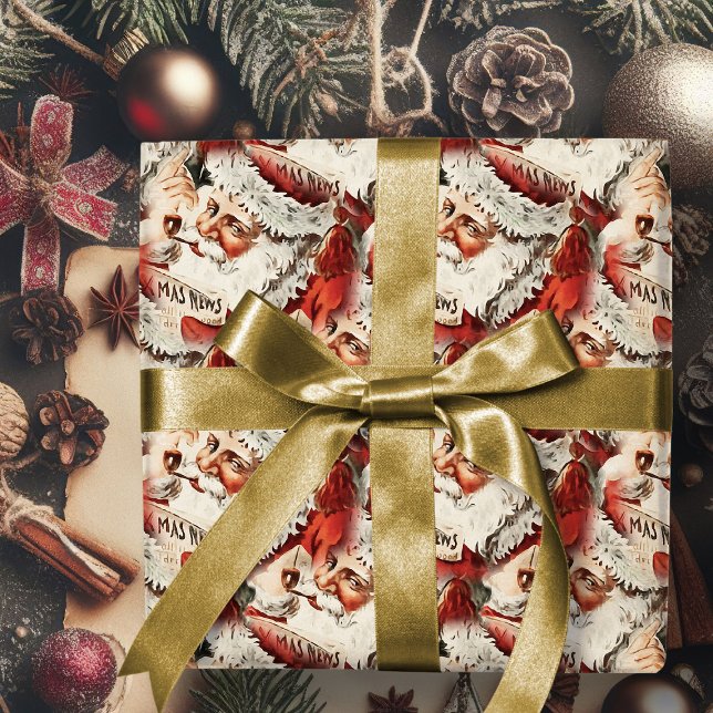 Vintager Weihnachtsmann Frohe Weihnachtswrapping P Geschenkpapier (vintage Santa Claus merry Chistmas gift wrap. Retro Christmas wrapping paper)