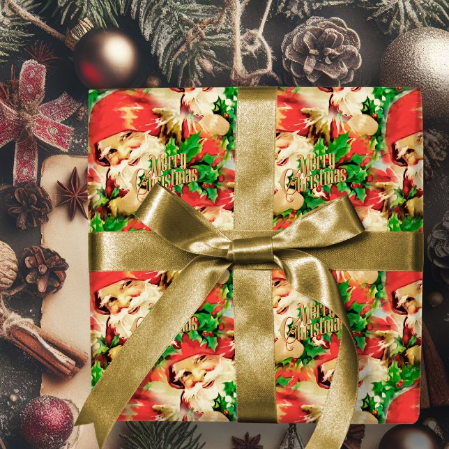 Vintager Weihnachtsmann Frohe Weihnachtswrapping P Geschenkpapier (vintage Santa Claus merry Chistmas gift wrap. Retro Christmas wrapping paper)