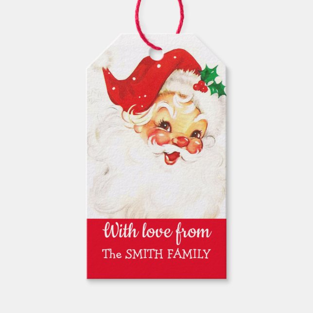 Vintager Weihnachtsmann Geschenkanhänger (Vorderseite)