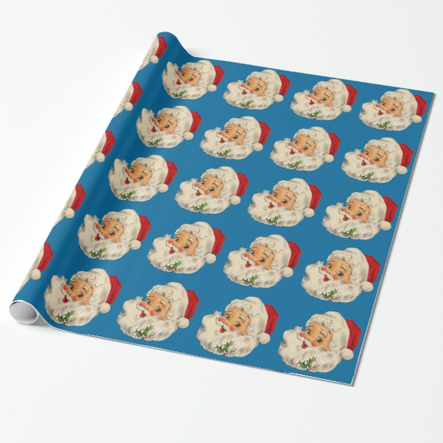 Vintager Weihnachtsmann Geschenkpapier (Ungerollt)