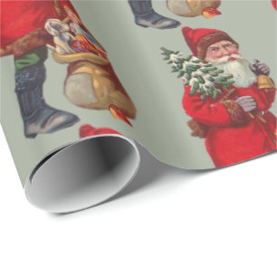 Vintager Weihnachtsmann Geschenkpapier