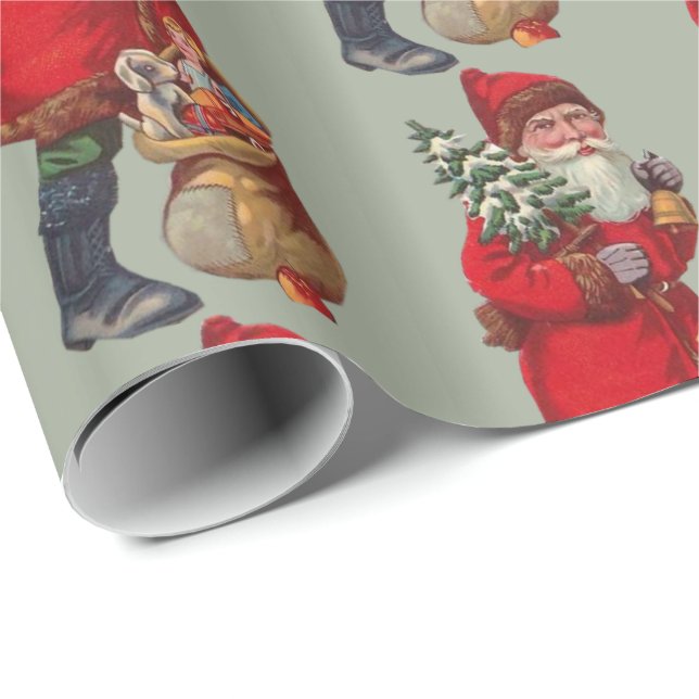 Vintager Weihnachtsmann Geschenkpapier (Rolleneckpunkt)