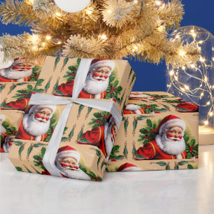 Vintager Weihnachtsmann Geschenkpapier