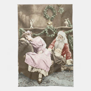 Vintager Weihnachtsmann Geschirrtuch