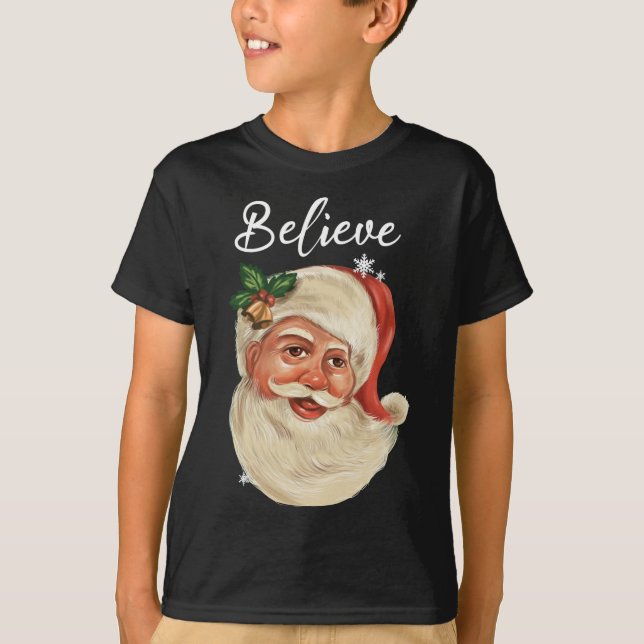 Vintager Weihnachtsmann-Gesicht glaubt Weihnachtsf T-Shirt (Vorderseite)