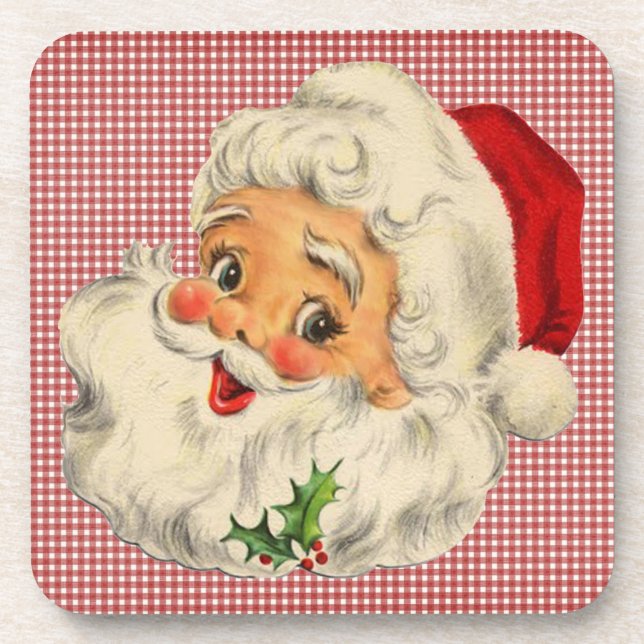Vintager Weihnachtsmann Getränkeuntersetzer (Vorderseite)