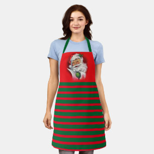 Vintager Weihnachtsmann grün und rot Schürze