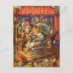 Vintager Weihnachtsmann im Blick Feiertagspostkarte