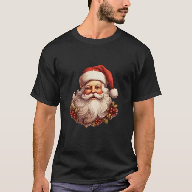 Vintager Weihnachtsmann im Gesicht Weihnachtsfest  T-Shirt (Vorderseite)