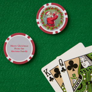 Vintager Weihnachtsmann im Kraut Ihr Weihnachtsgrü Pokerchips