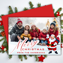 Vintager Weihnachtsmann im Schnee Frohe Weihnachte Feiertagskarte