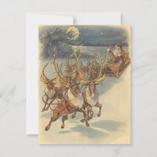 Vintager Weihnachtsmann in Sleigh Einladung