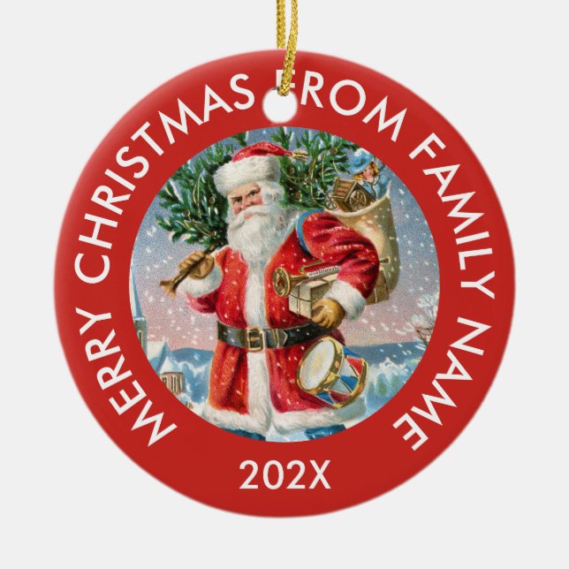 Vintager Weihnachtsmann Keramik Ornament (Vorne)