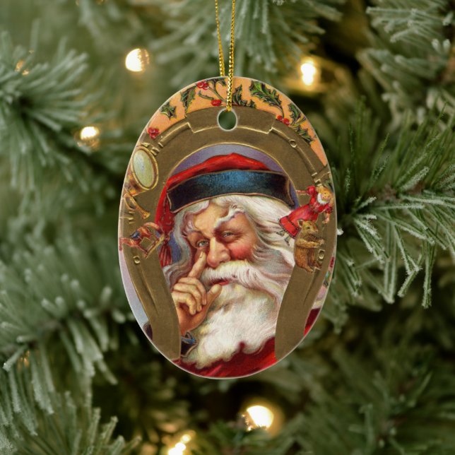 Vintager Weihnachtsmann Keramikornament (Baum)