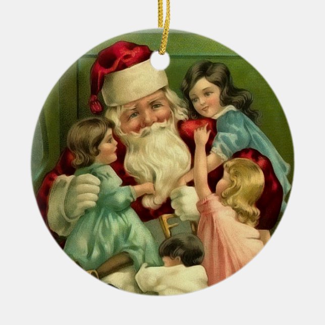 Vintager Weihnachtsmann Keramikornament (Vorne)