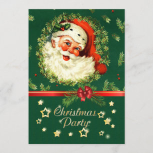 Vintager Weihnachtsmann, Kiefernreath, heilige Wei Einladung