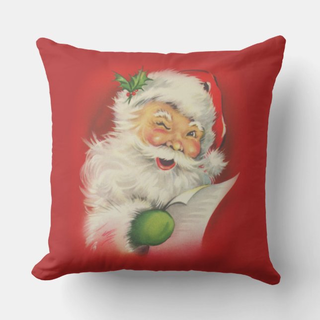 Vintager Weihnachtsmann Kissen Für Draußen (Vorderseite)