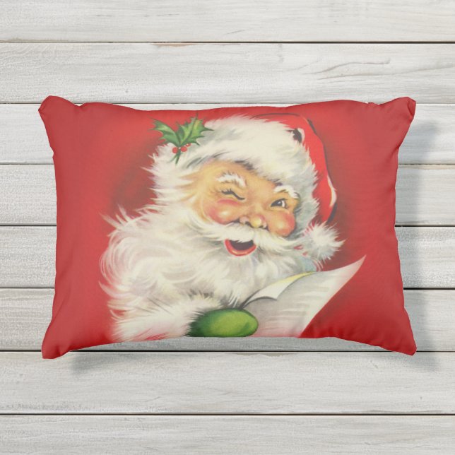 Vintager Weihnachtsmann Kissen Für Draußen (Vorderseite)