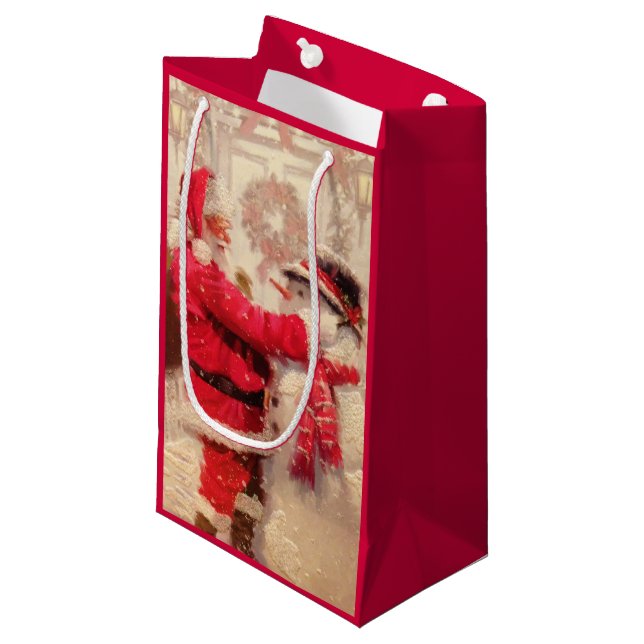 Vintager Weihnachtsmann Kleine Geschenktüte (Vorderseite Schrägansicht)