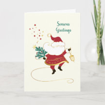 Vintager Weihnachtsmann mit Baumbestand und Latern