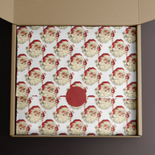 Vintager Weihnachtsmann mit Candy Cane. Seidenpapier