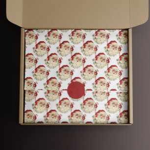 Vintager Weihnachtsmann mit Candy Cane. Seidenpapier