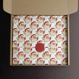 Vintager Weihnachtsmann mit Candy Cane. Seidenpapier