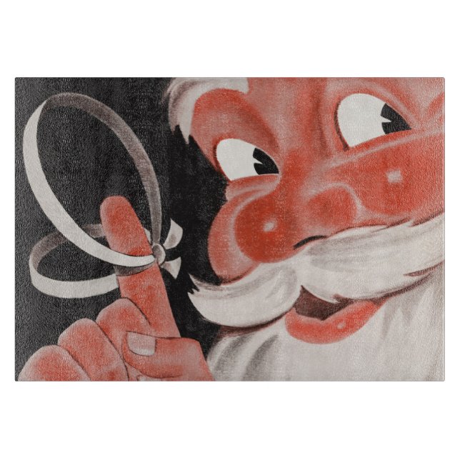 Vintager Weihnachtsmann mit Erinnerung-String auf  Schneidebrett (Vorderseite)