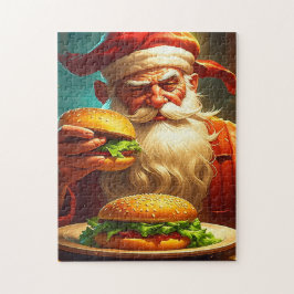 Vintager Weihnachtsmann mit Hamburger