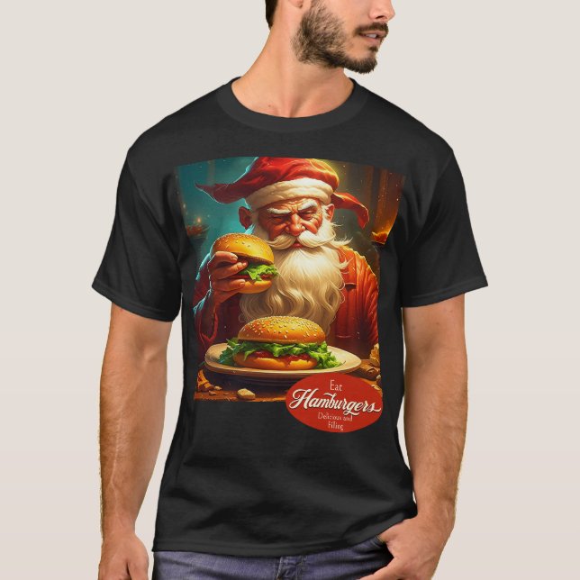 Vintager Weihnachtsmann mit Hamburger T-Shirt (Vorderseite)