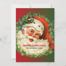 Vintager Weihnachtsmann mit Kiefernseherkarte Feiertagskarte