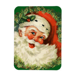 Vintager Weihnachtsmann mit Kiefernwald Magnet