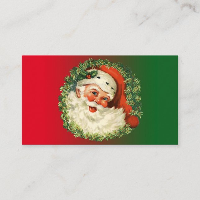 Vintager Weihnachtsmann mit Kiefernwald Visitenkarte (Vorderseite)