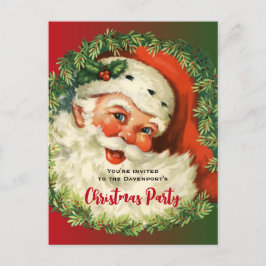 Vintager Weihnachtsmann mit Kiefernwald Weihnachte Postkarte