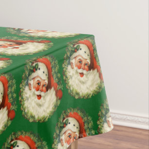 Vintager Weihnachtsmann mit Kiefernwaldmuster Tischdecke