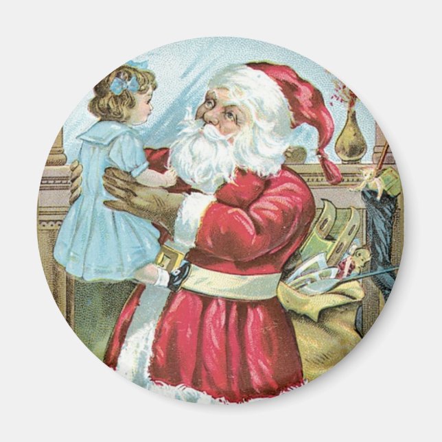 Vintager Weihnachtsmann mit Kind Magnet (Vorne)