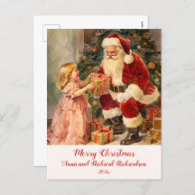 Vintager Weihnachtsmann mit Kind Weihnachtskarte