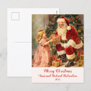 Vintager Weihnachtsmann mit Kind Weihnachtskarte Feiertagspostkarte