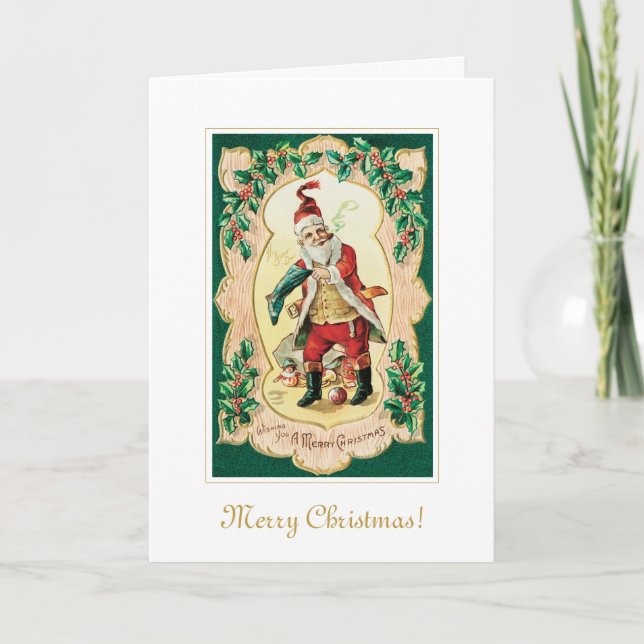 Vintager Weihnachtsmann mit Piemont Weihnachten Karte (Vorderseite)