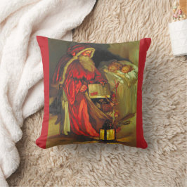Vintager Weihnachtsmann mit schlafenden Kindern We Kissen