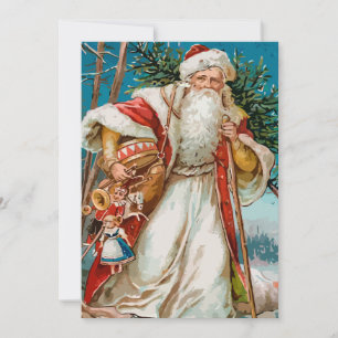 Vintager Weihnachtsmann mit Spielzeug-Party Einladung