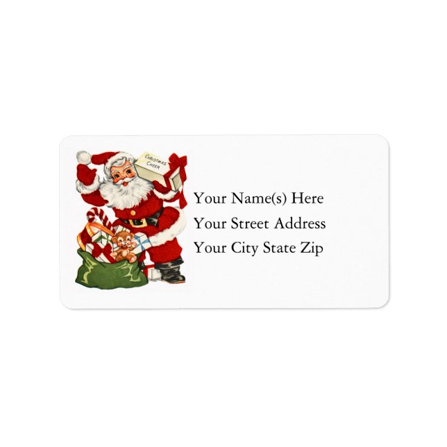Vintager Weihnachtsmann mit Weihnachts-Chef-Adress Adressaufkleber (Vorne)