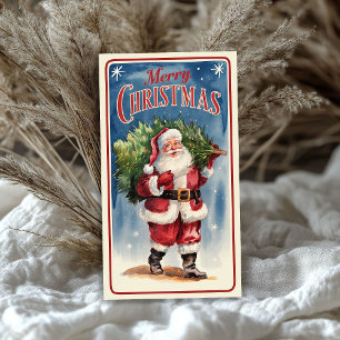 Vintager Weihnachtsmann mit Weihnachtsbaumreis Seidenpapier