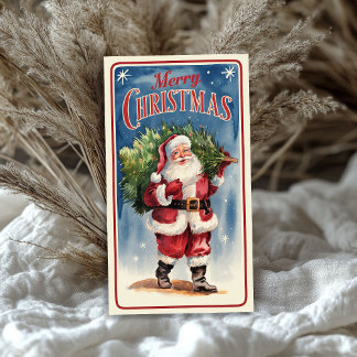 Vintager Weihnachtsmann mit Weihnachtsbaumreis Seidenpapier