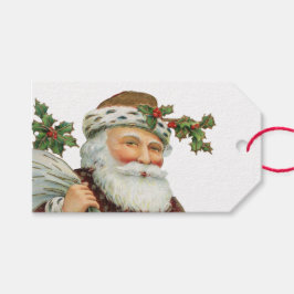 Vintager Weihnachtsmann mit Weihnachtsgeschenk-Tag Geschenkanhänger
