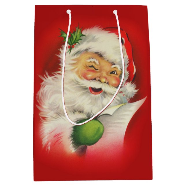 Vintager Weihnachtsmann Mittlere Geschenktüte (Vorderseite)
