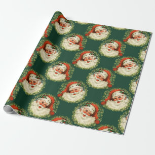 Vintager Weihnachtsmann Muster Geschenkpapier