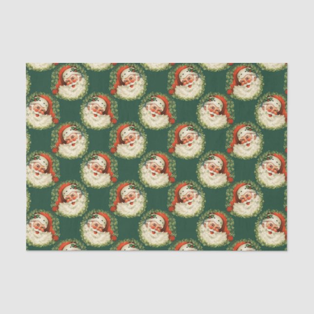 Vintager Weihnachtsmann Muster Seidenpapier (Vorderseite)