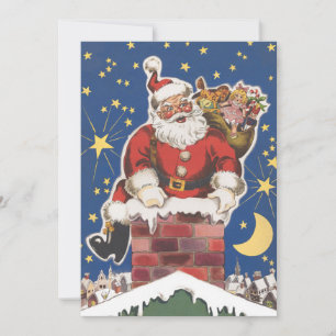 Vintager Weihnachtsmann, Nacht vor Weihnachten Einladung